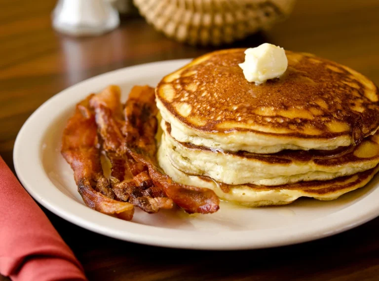 Buttermilk pancakes with bacon
