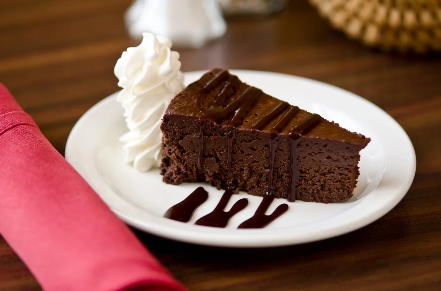 Flourless chocolate torte with whipped cream