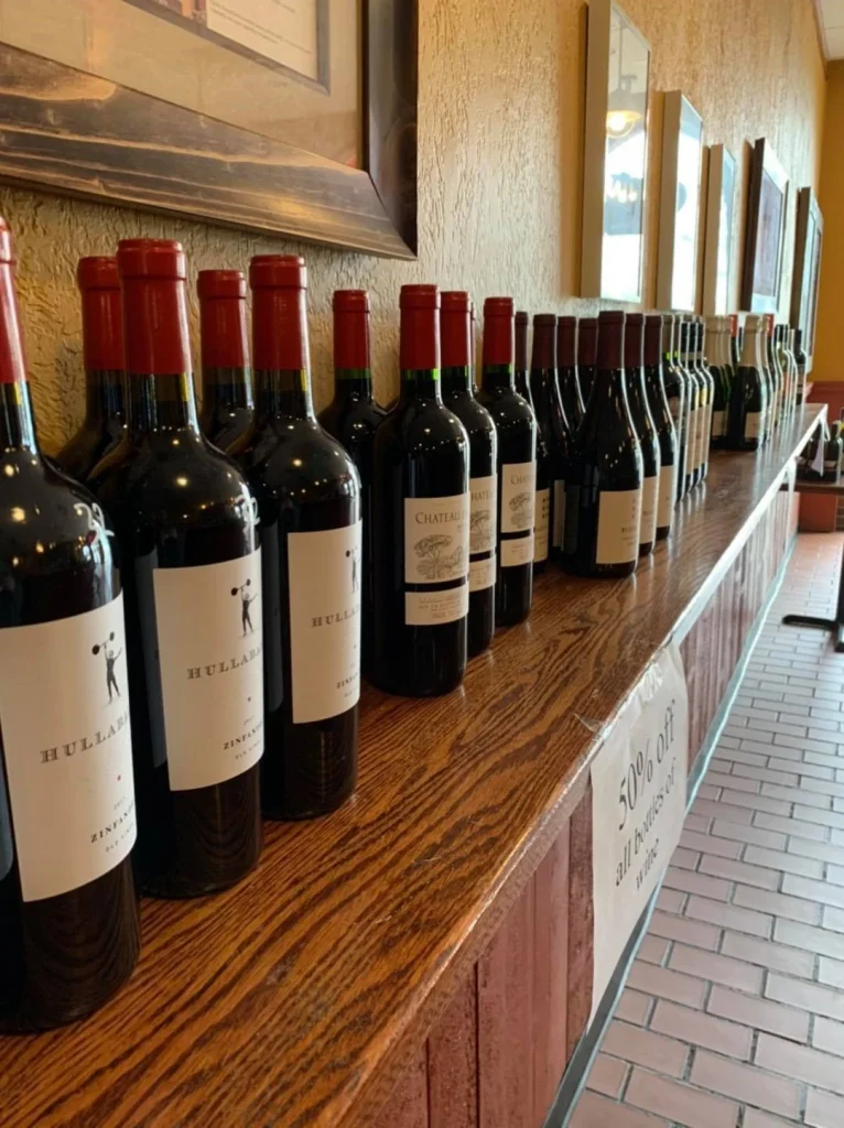 Bottles of wine on the bar