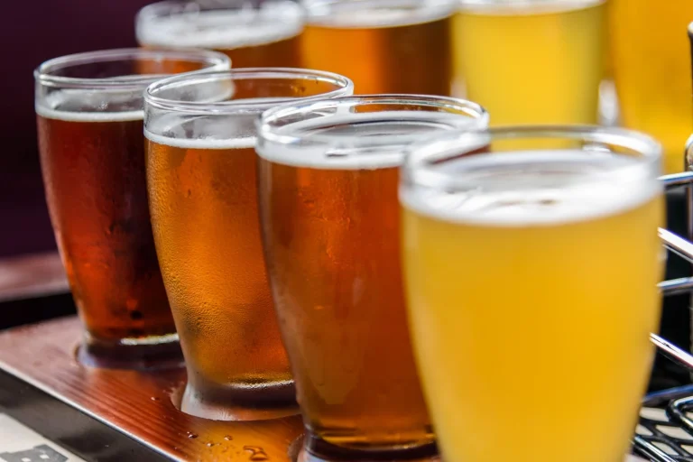 A flight of draft beers