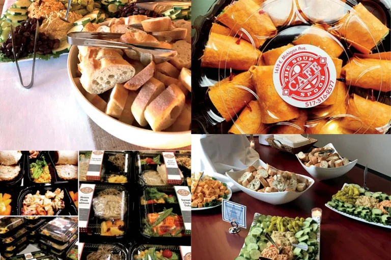 Soup Spoon catering: bread platters, branded wraps, boxed lunches and a buffet